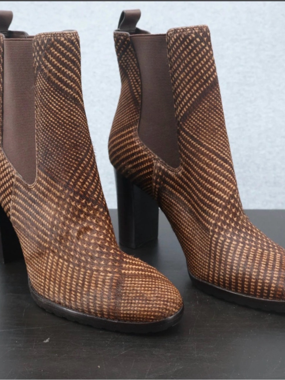 Lauren Ralph Lauren Brown Plaid Chelsea Ankle Boots - Women
